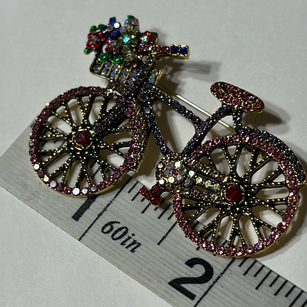 Bicycle Bike Brooch Pin Bling New - Picture 4 of 5